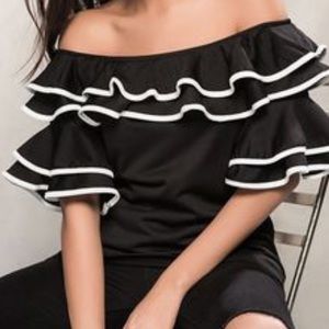 Milan Kiss off the shoulder ruffled blouse